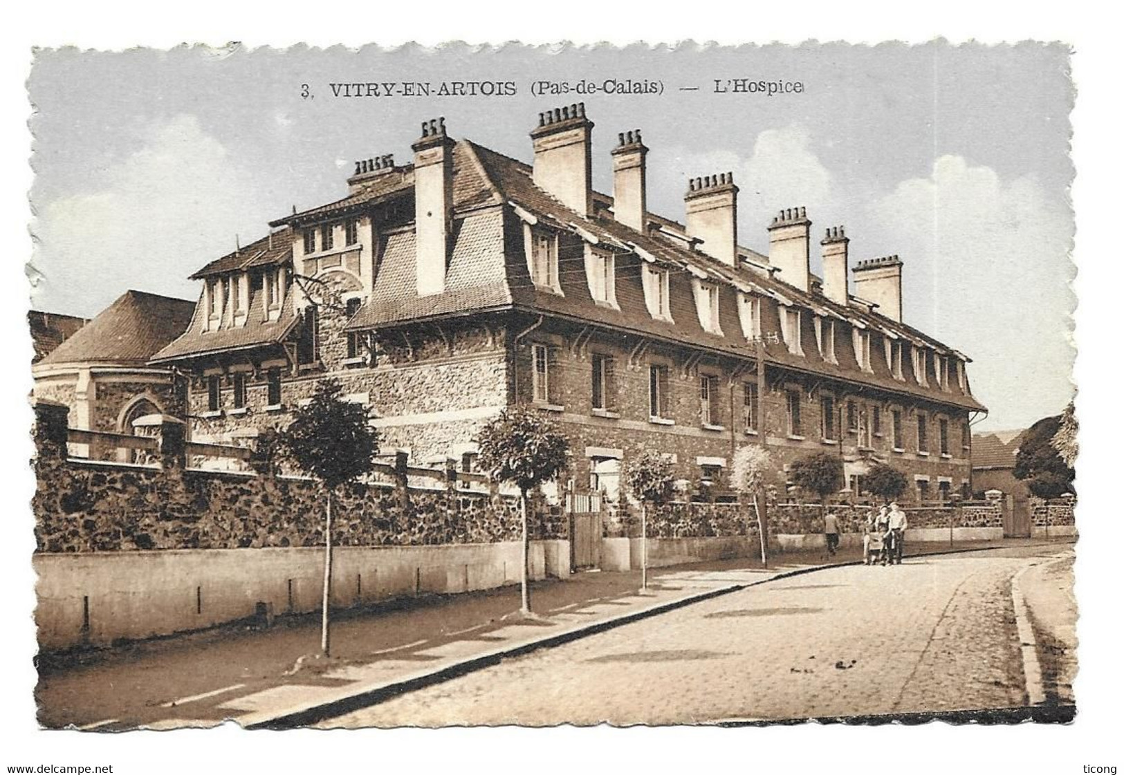 VITRY EN ARTOIS PAS DE CALAIS - L HOSPICE - CARTE ANCIENNE COLORISE DES EDITIONS DELAPLACE A LILLE ( PEU COMMUNE ) - Vitry En Artois