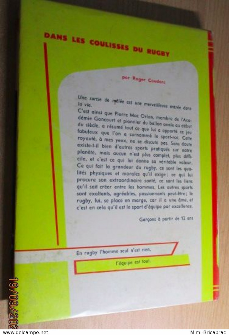 Edition Originale 1967 BIBLIOTHEQUE ROUGE ET OR / TELE-SOUVERAINE ORTF ROGER COUDERC DANS LES COULISSES DU RUGBY - Bibliotheque Rouge Et Or