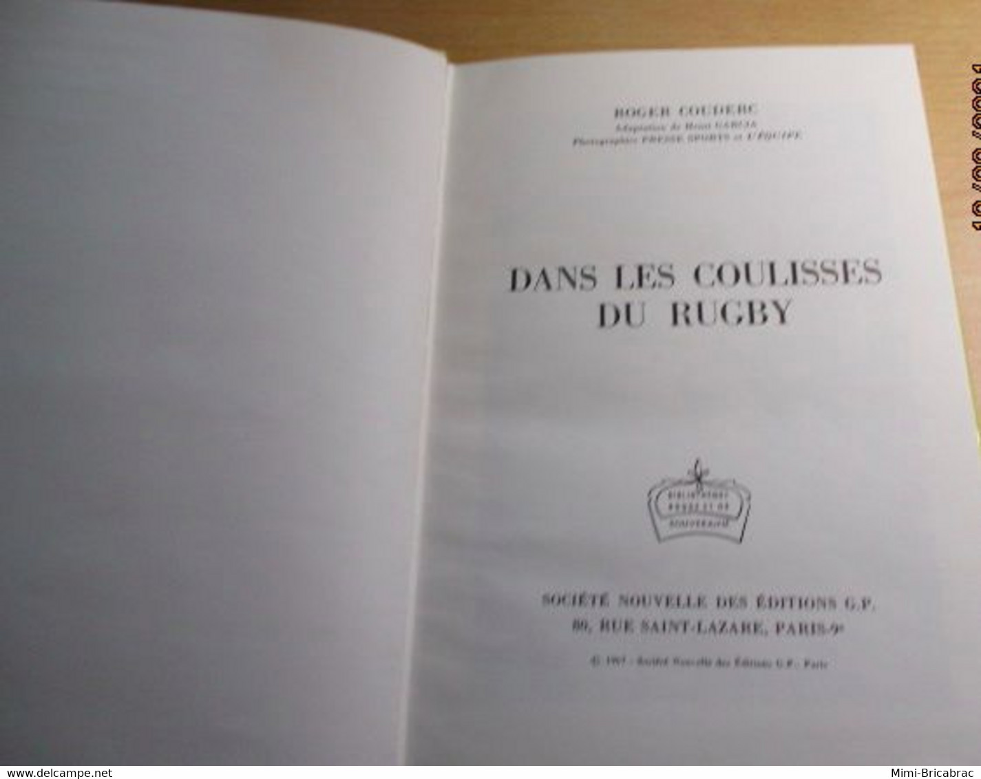 Edition Originale 1967 BIBLIOTHEQUE ROUGE ET OR / TELE-SOUVERAINE ORTF ROGER COUDERC DANS LES COULISSES DU RUGBY - Bibliothèque Rouge Et Or