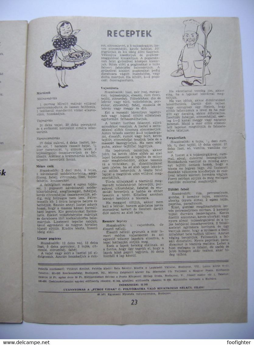 Hungary - FÜRGE UJJAK 5/1966 - magazine for handmade, crochet, knitting, 23 pages, photos, hungarian language