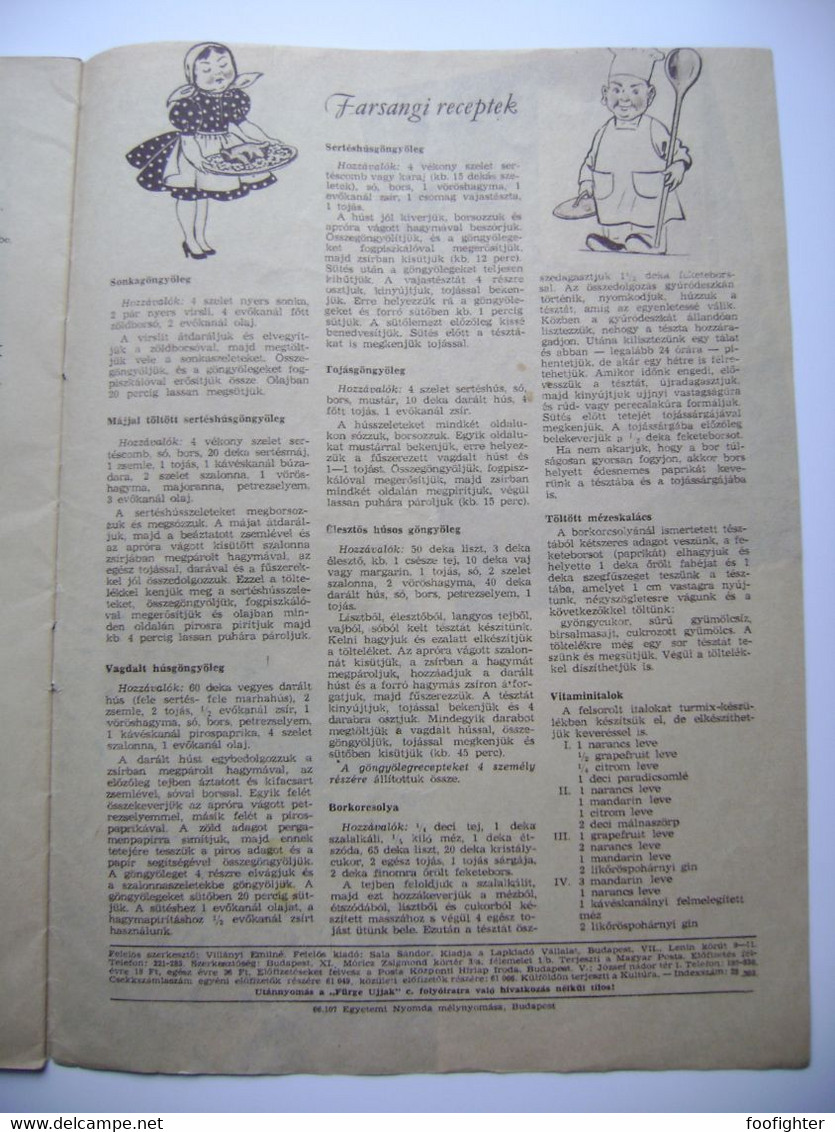 Hungary - FÜRGE UJJAK 1/1966 - magazine for handmade, crochet, knitting, 23 pages, photos, hungarian language