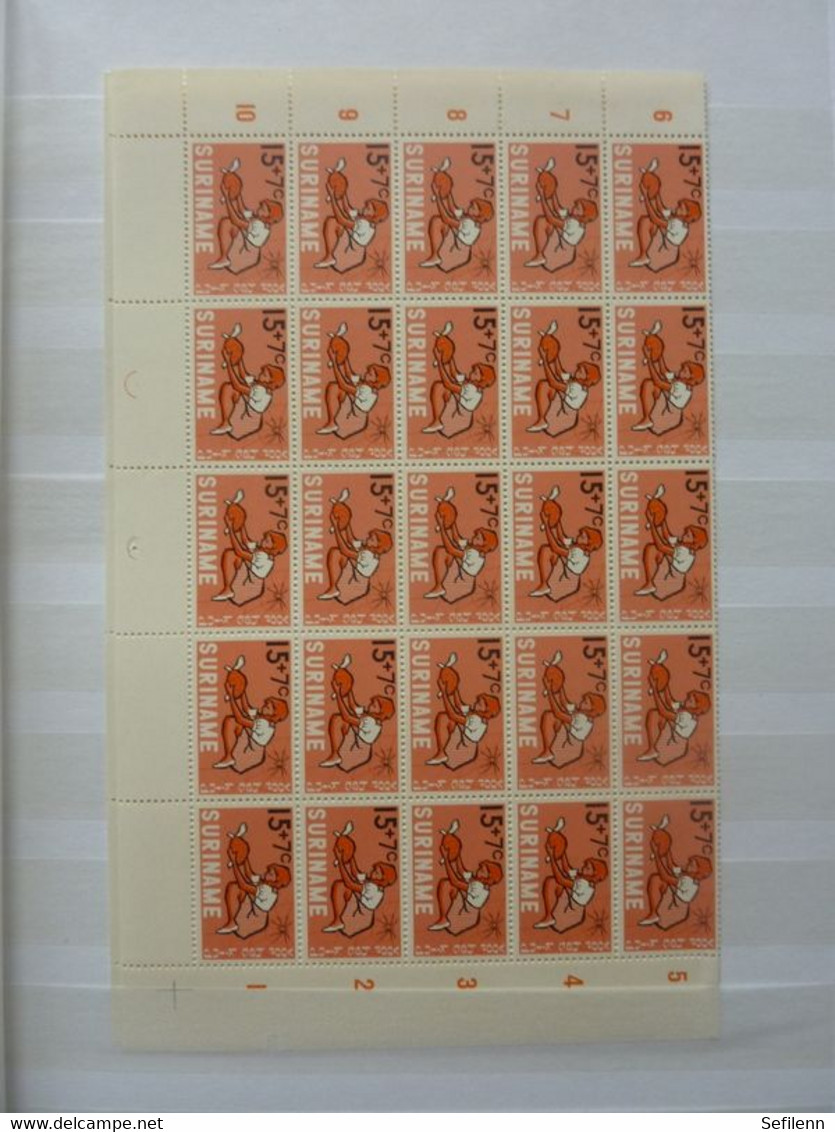 Suriname in  almost new/presque nouveau stockbook with a.o (in)complete Sheets !!