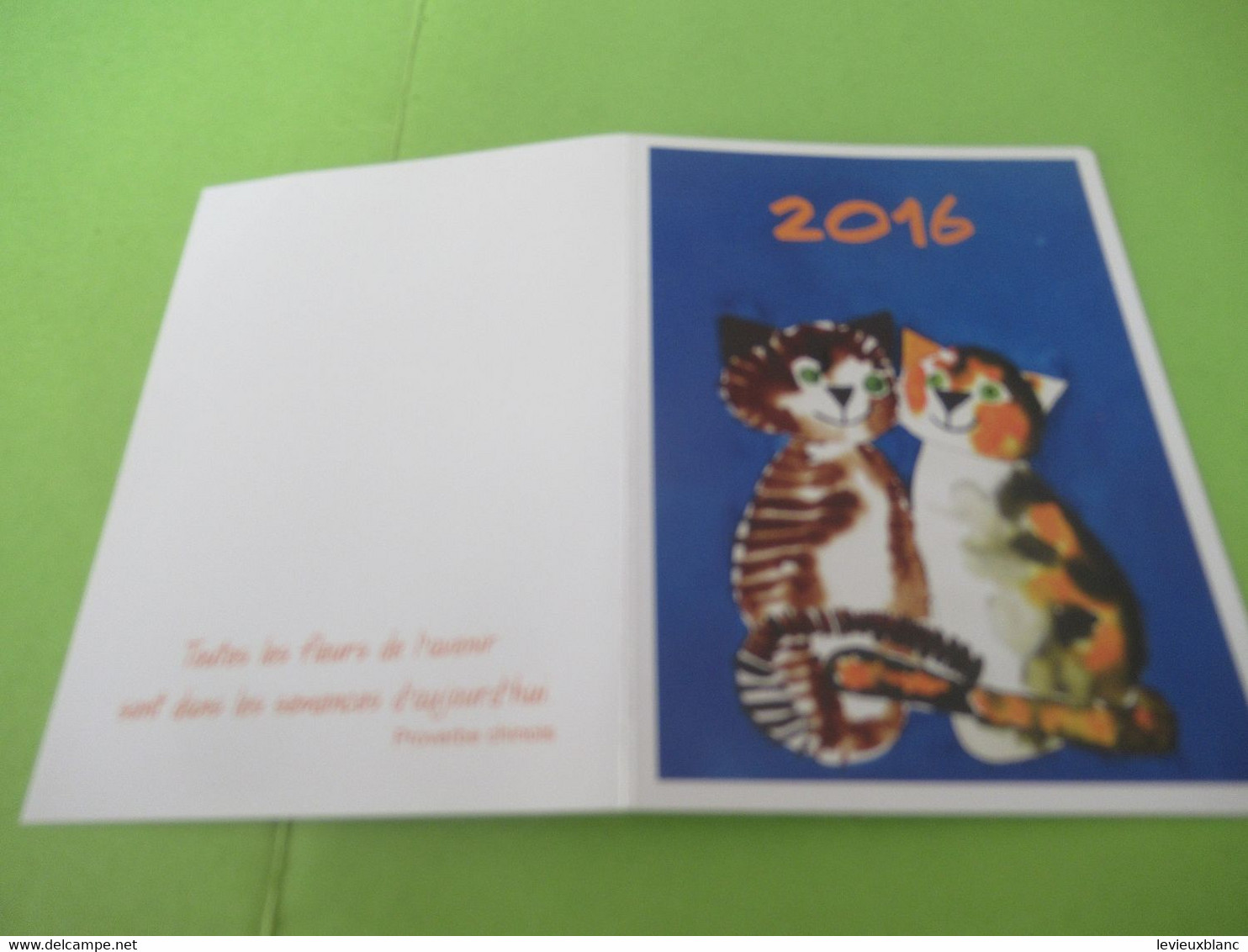 Petit Calendrier De Poche/ Artistes Peignant De La Bouche Et Du Pied/CHATS'MOUREUX/Hribek/2016     CAL482 - Tamaño Pequeño : 2001-...