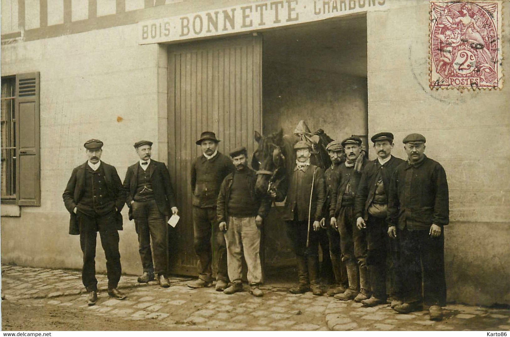 Groslay * Carte Photo * Devanture Chantier De Bois Et Charbons BONNETTE * Les Employés - Groslay