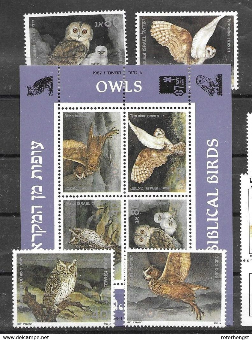 Israel Sheet And Set 1987 Mnh ** Owl Chouette Hibou Bird 17 Euros - Blocs-feuillets