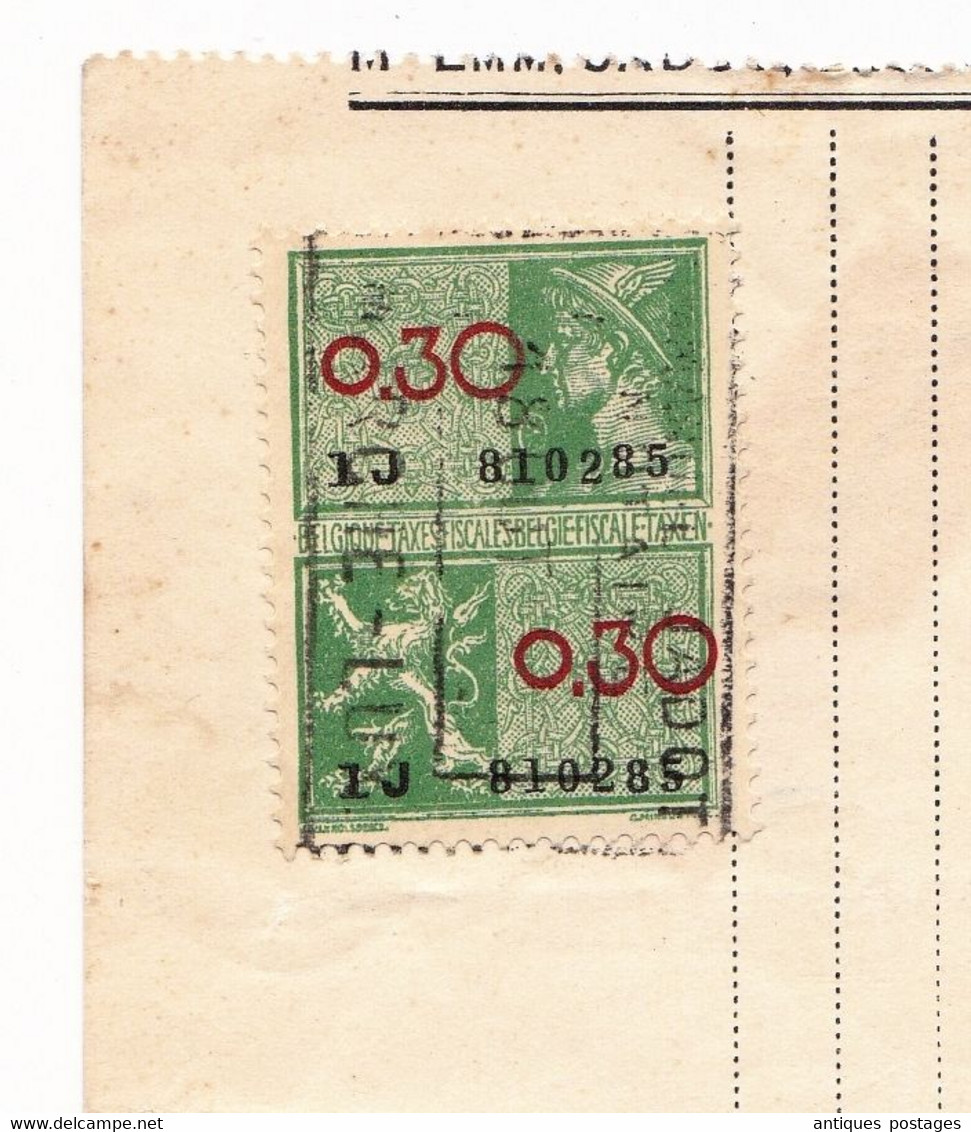 Reçu 1937 Belgique Timbres Fiscaux Marche En Famenne Emmanuel Jadot - Dokumente