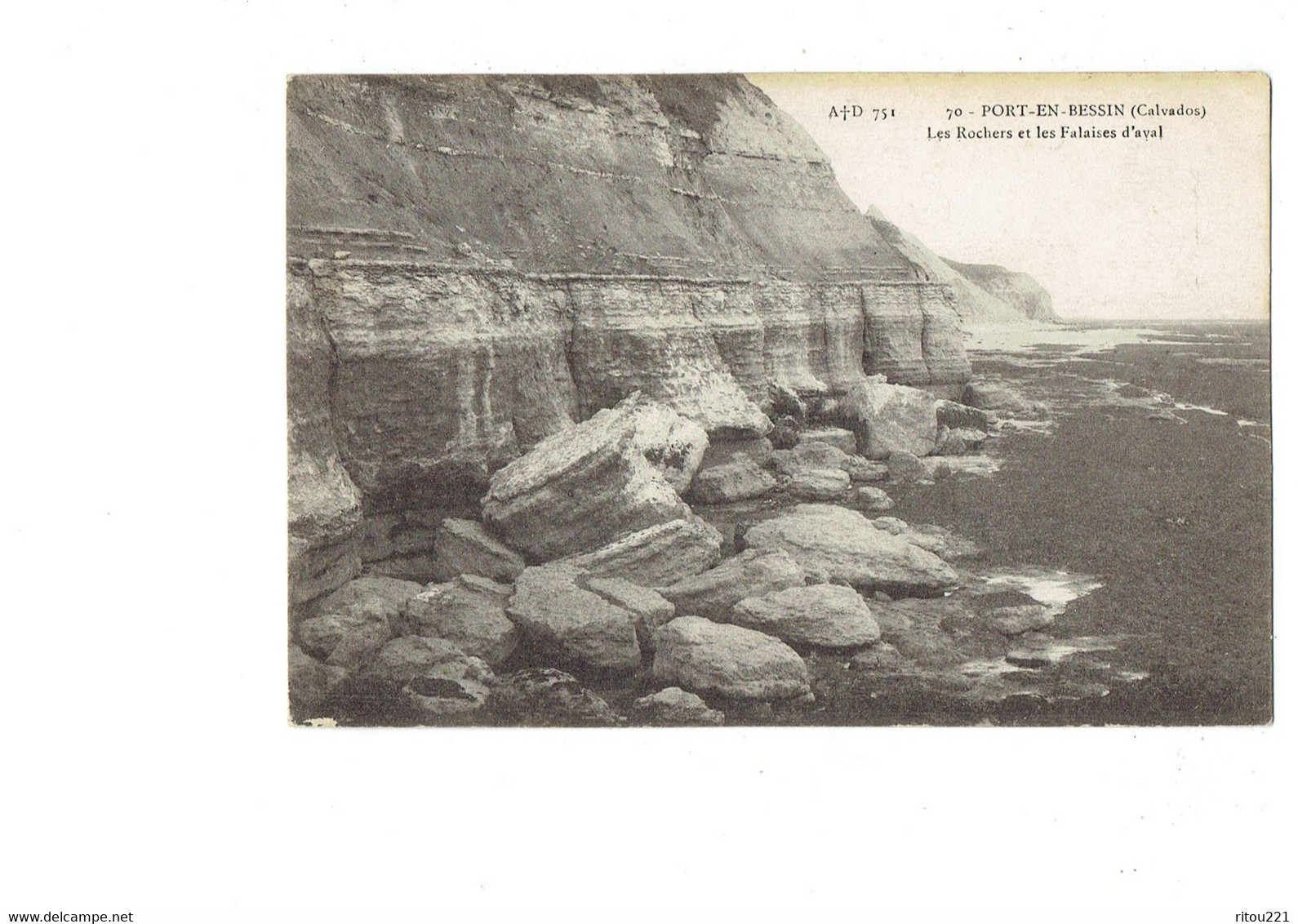 Cpa - 14 - Port-en-Bessin - Les Rochers Et Les Falaises D'aval - A.Dubosq 751 - N°70 - Port-en-Bessin-Huppain