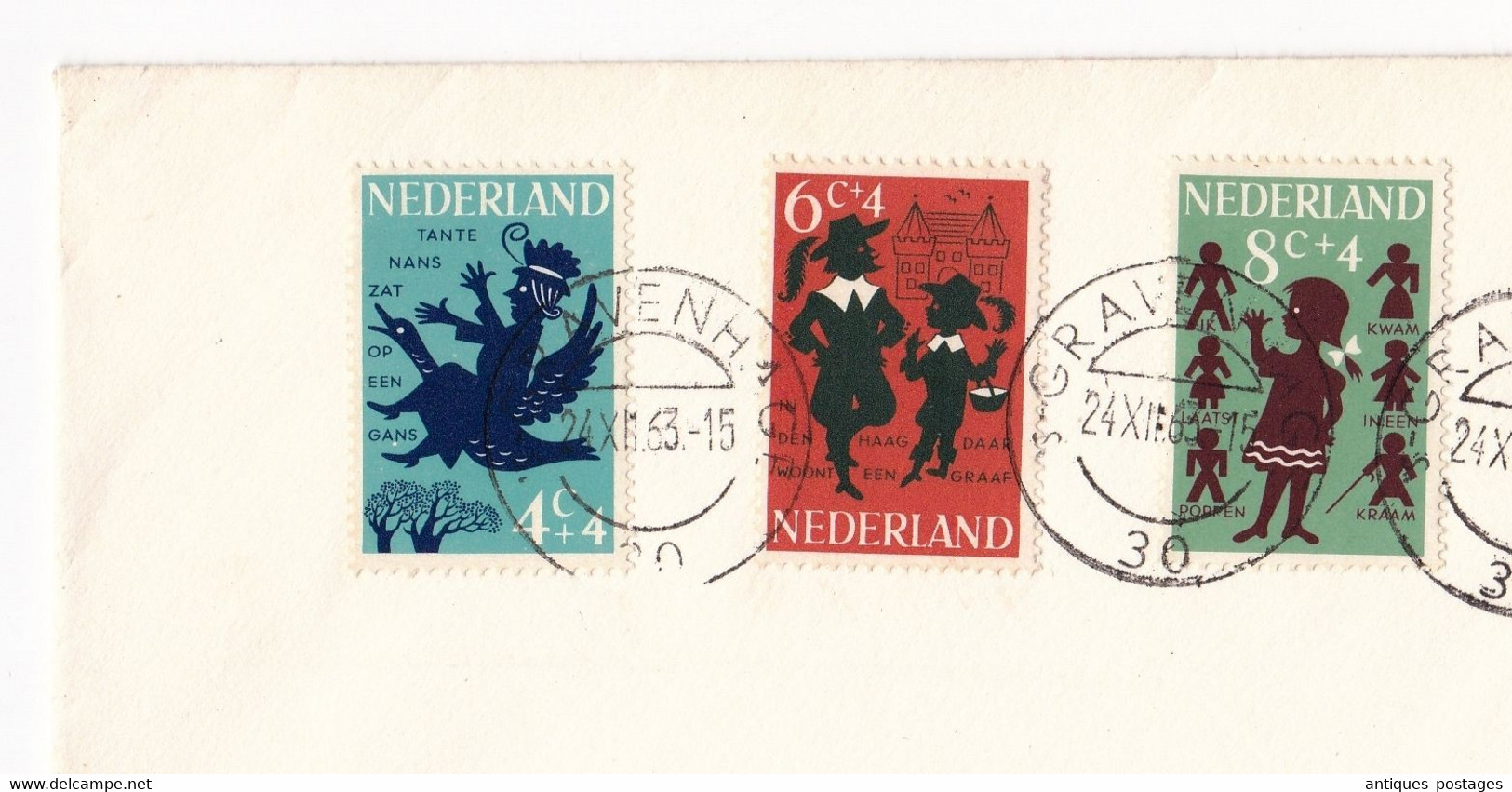 Lettre Pays Bas Gravenhage 1963 Pour Paris Nederland KINDERPOSTZEGELS - Storia Postale