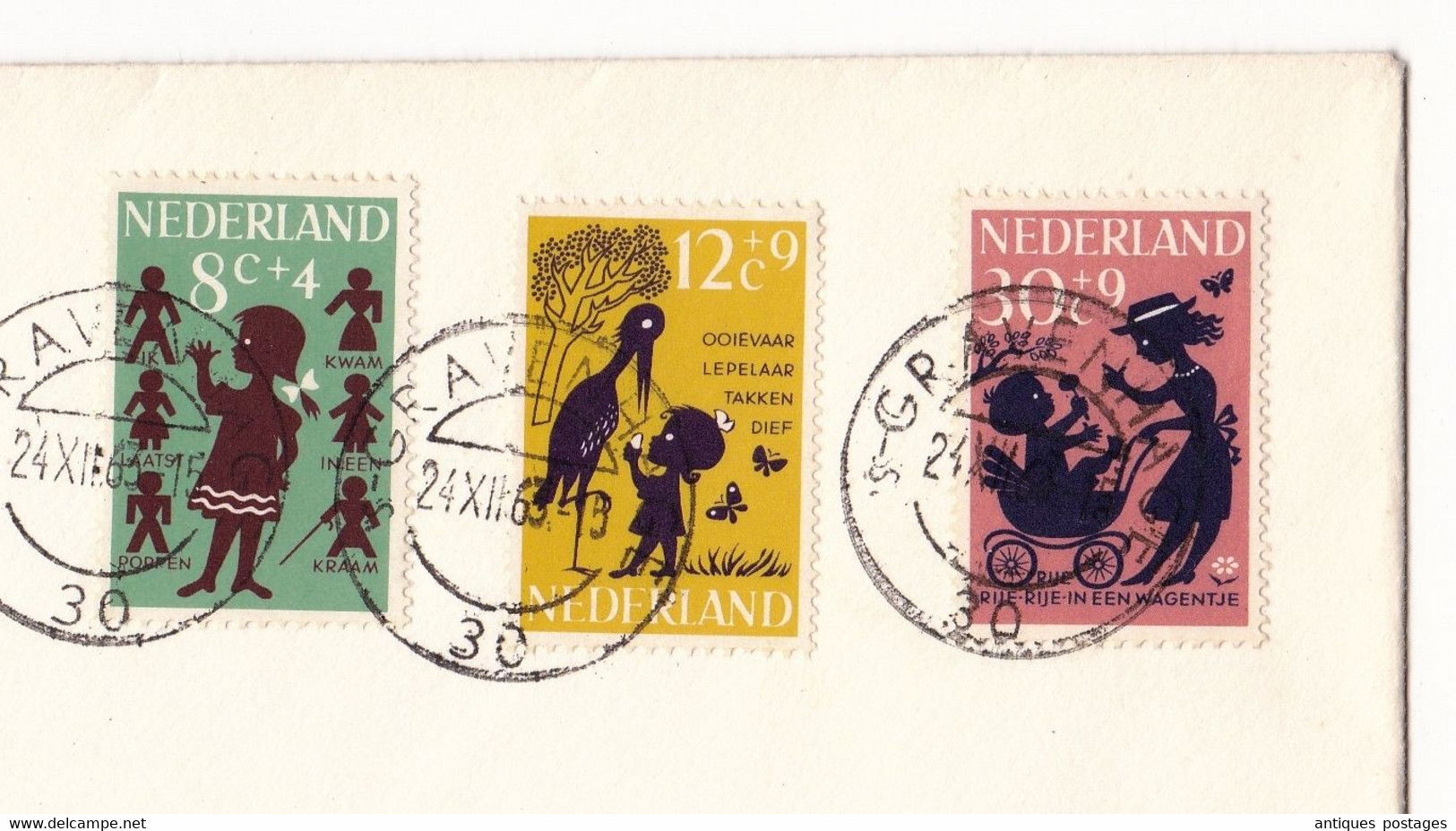 Lettre Pays Bas Gravenhage 1963 Pour Paris Nederland KINDERPOSTZEGELS - Poststempel