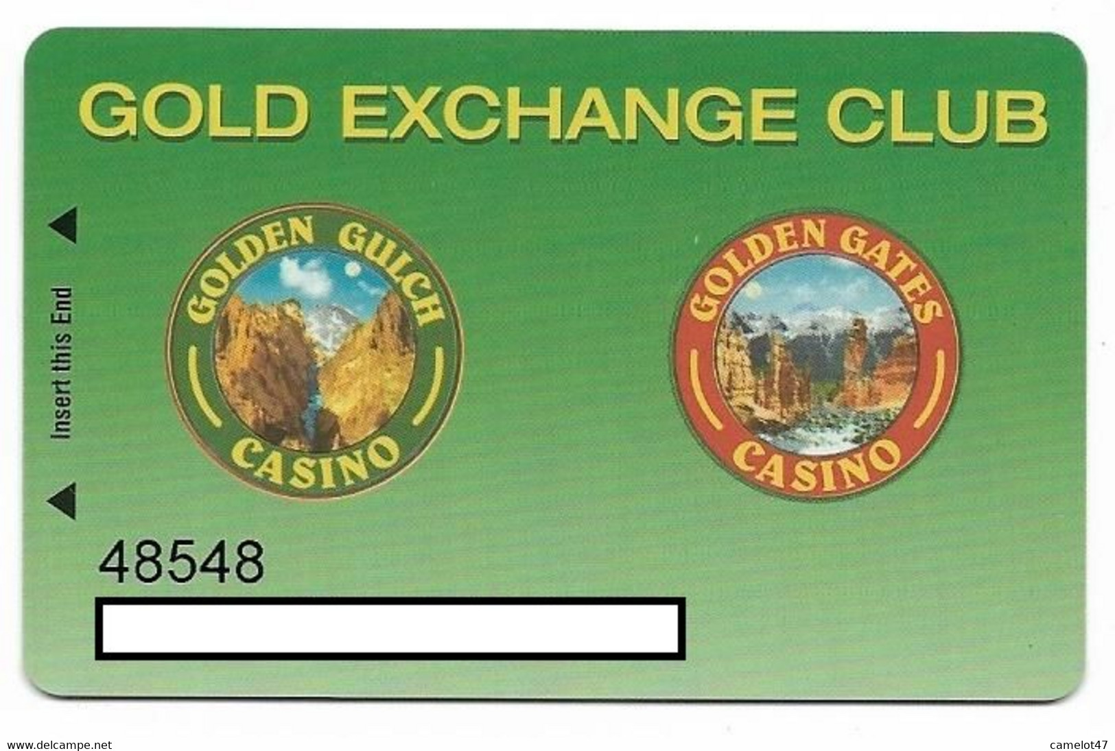 Golden Gates & Golden Gulch Casinos Black Hawk, CO, U.S.A., Older Used Slot Card, Goldengates-3 - Casinokarten