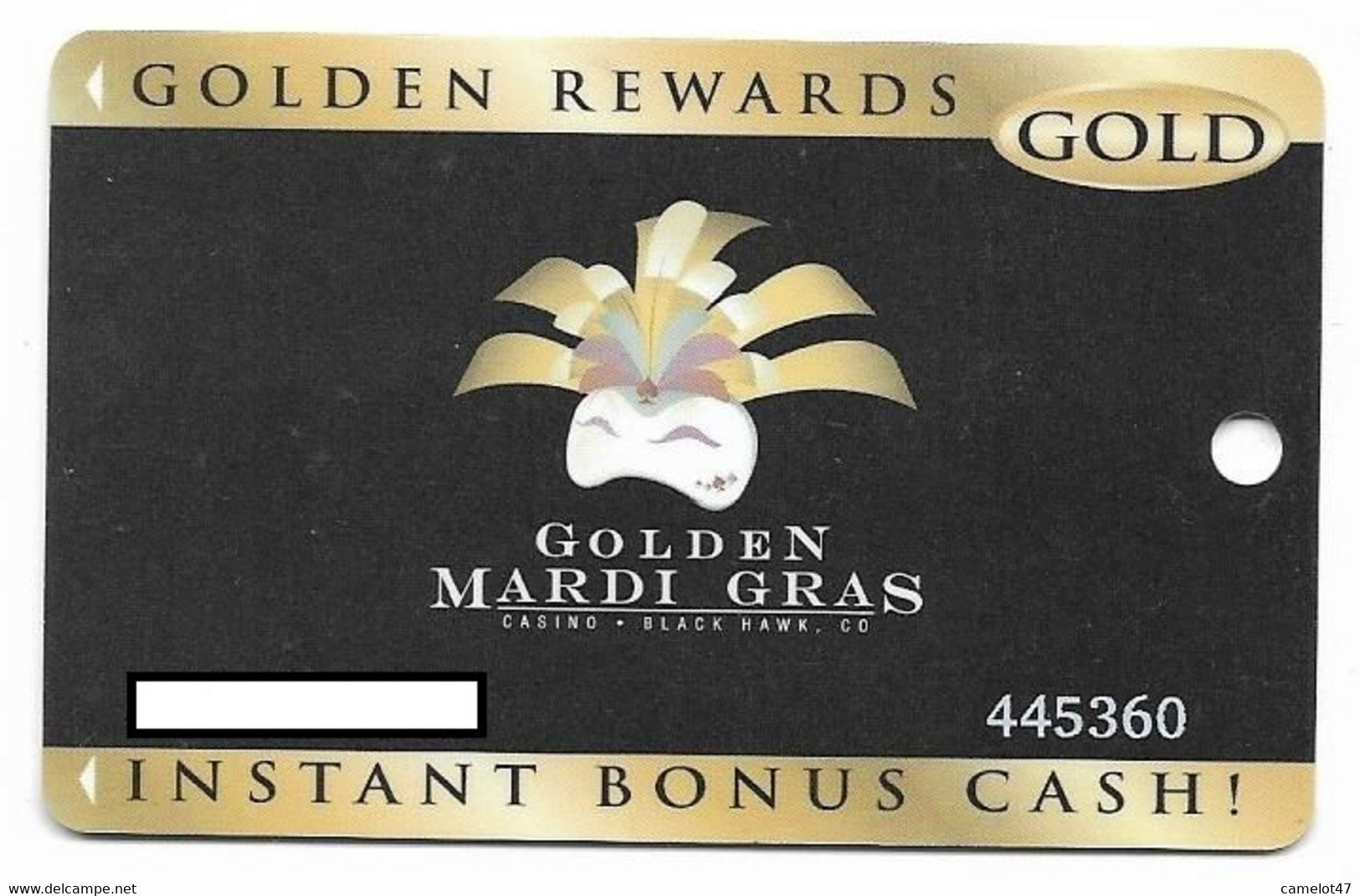 Golden Mardi Gras Casino, Black Hawk, CO, U.S.A.,  Older Used Slot Or Players Card, # Goldenmardigras-2 - Casinokarten