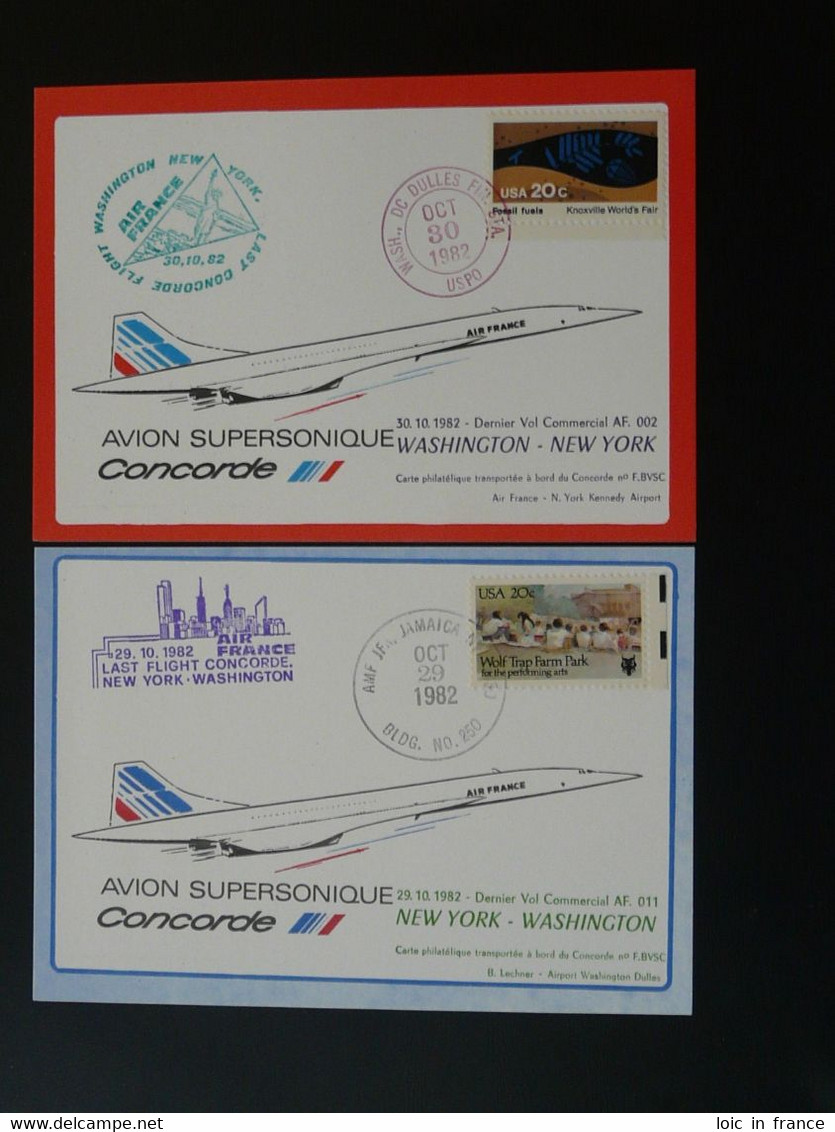 2 Cartes Dernier Vol Concorde Last Flight Washington New York 1982 Air France Ref 98405 - Concorde