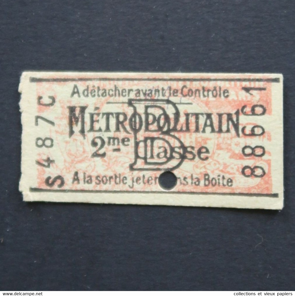 Ancien Ticket Paris 1926 2ème Classe Metropolitain Railway Tickets 3 - Europa