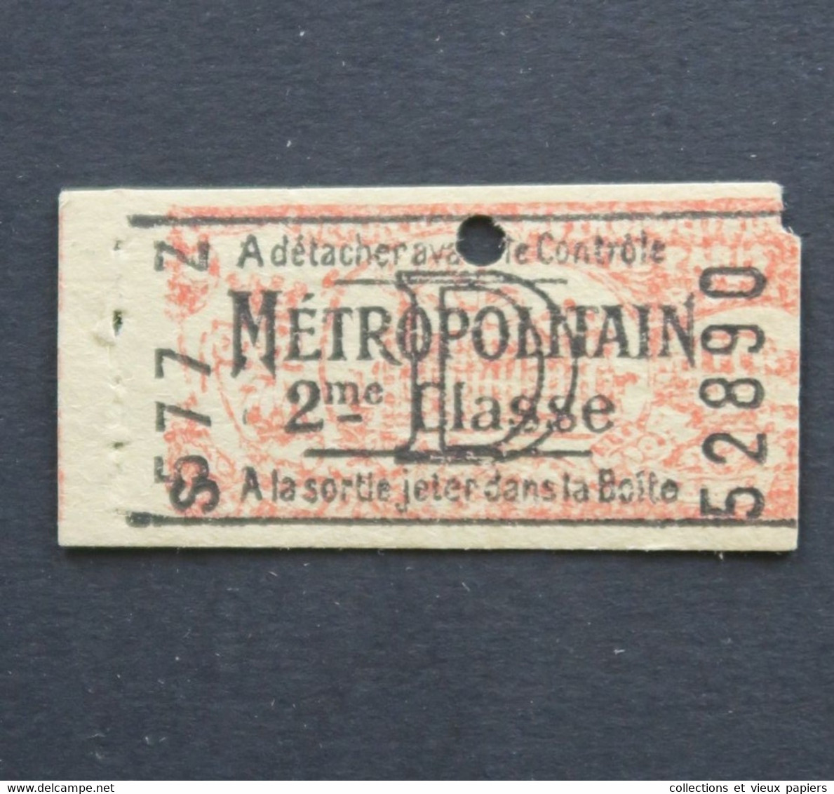 Ancien Ticket Paris 1930 D Metropolitain Railway Tickets 3 - Europa