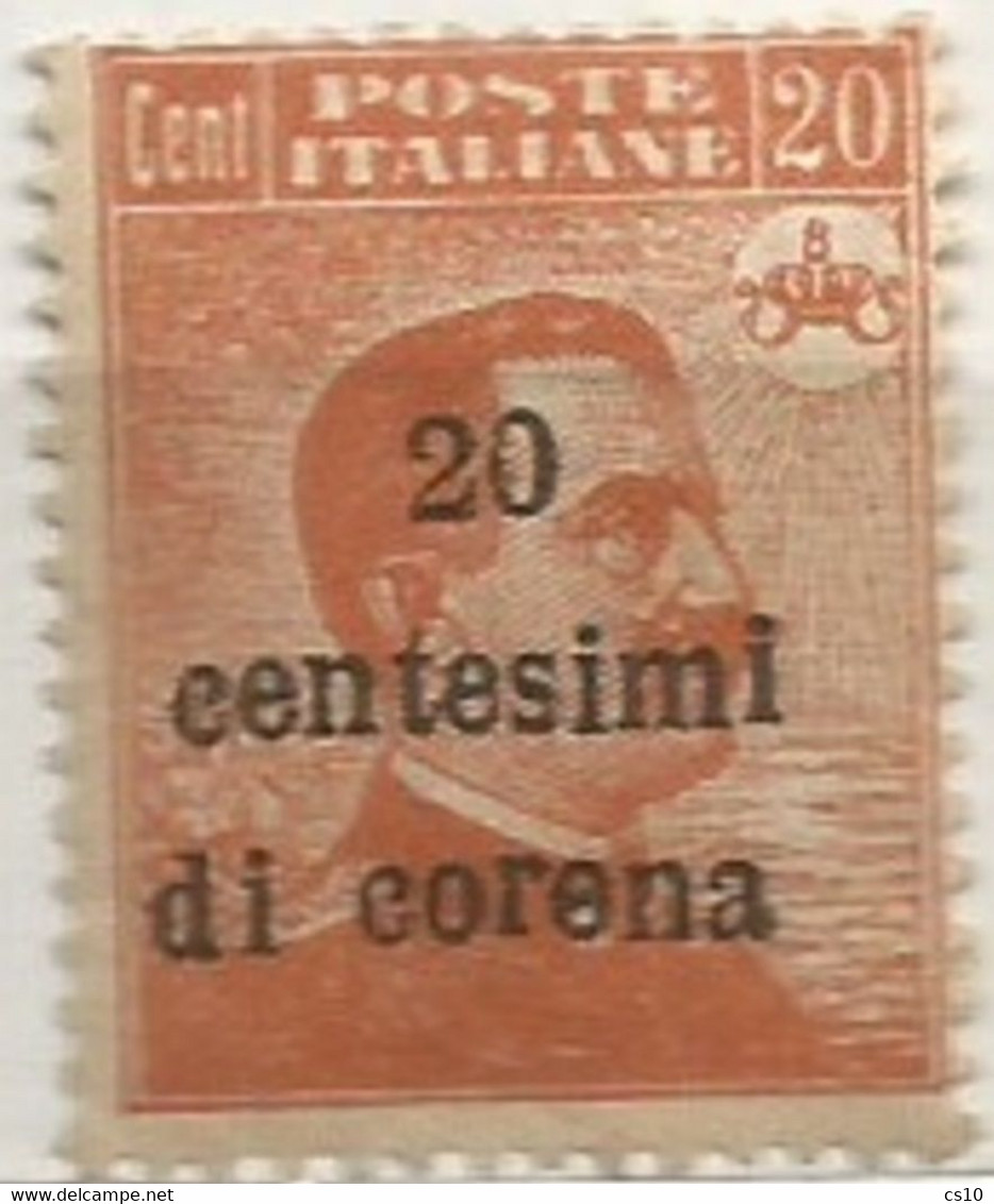 Trento E Trieste - Michetti C.20 Soprastampa "corEna" Anziché "corOna" - *tl- Non Catalogato - Merano