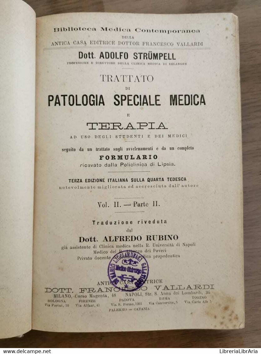 Trattato Di Patologia Speciale Medica E Terapia 3 Voll.- Strumpell - 1884 Circa - Geneeskunde, Biologie, Chemie