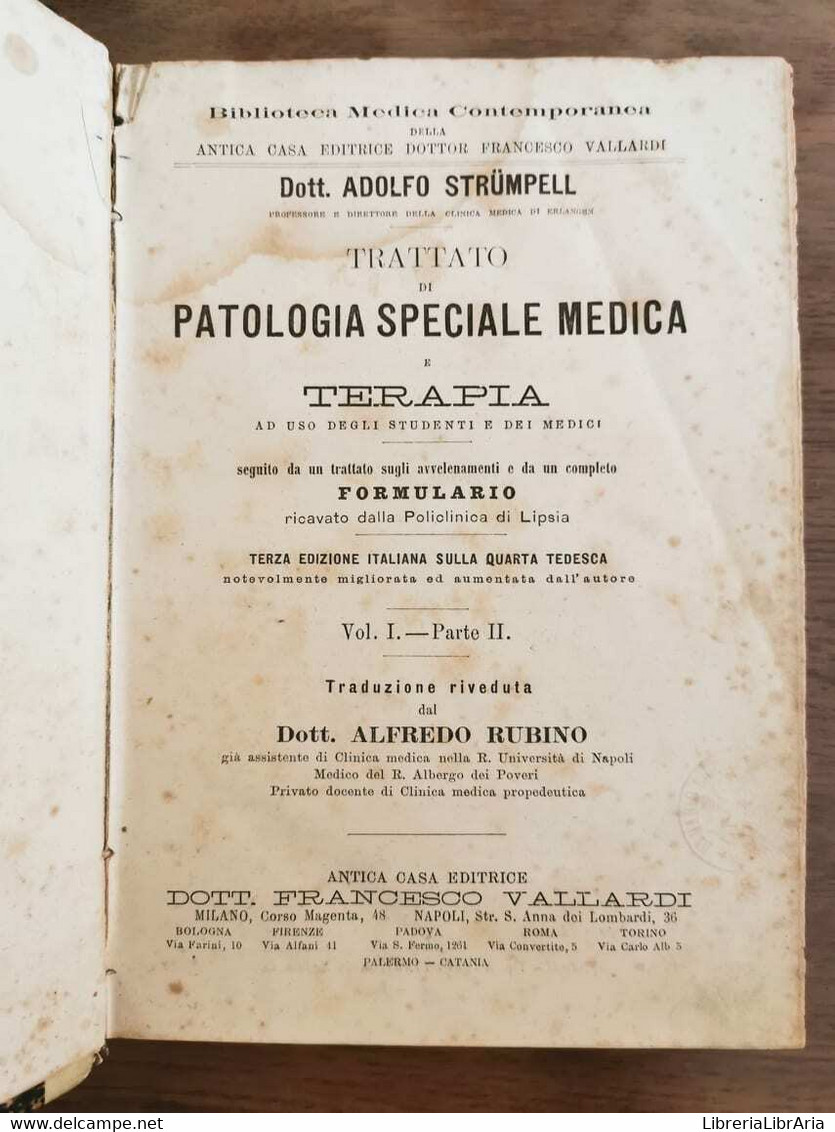 Trattato Di Patologia Speciale Medica E Terapia 3 Voll.- Strumpell - 1884 Circa - Geneeskunde, Biologie, Chemie