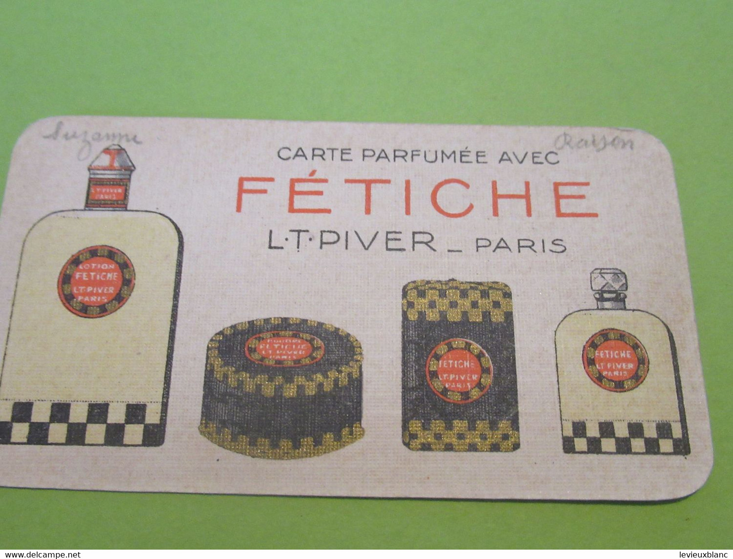 Carte Parfumée/FETICHE /avec Calendrier/  LT PIVER/ Paris /Maquet / 1926     PARF227 - Profumeria Antica (fino Al 1960)