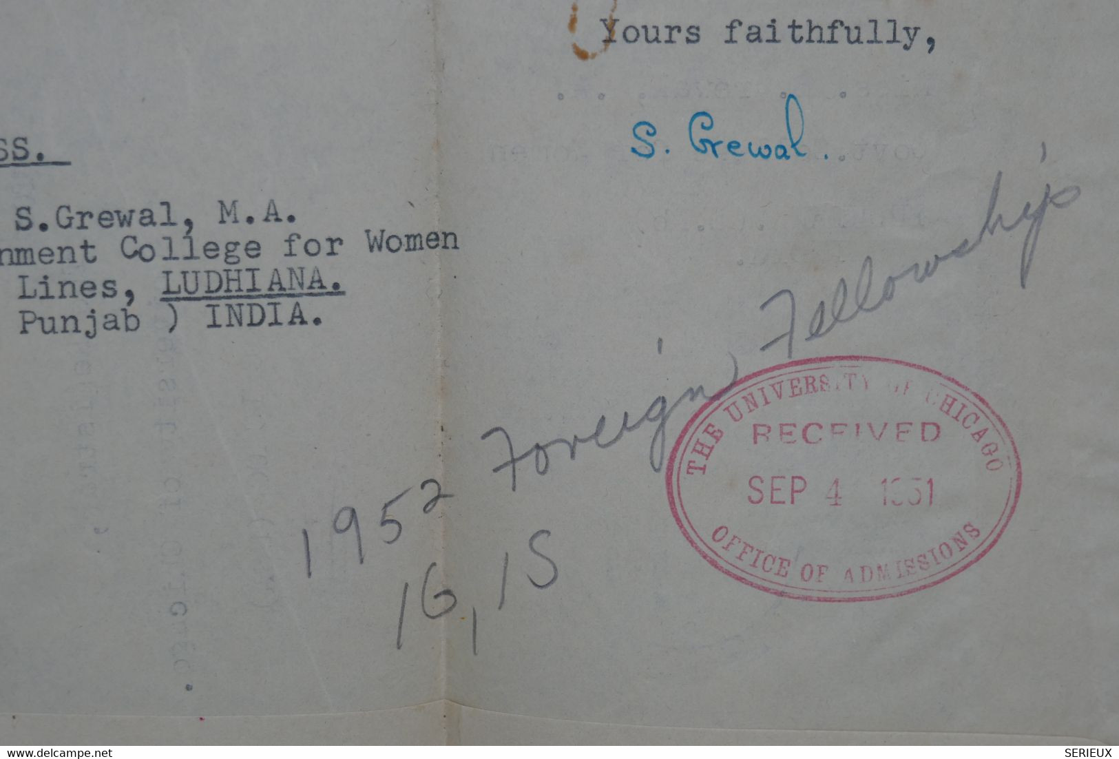 AB7 INDIA   BELLE LETTRE   1951  +LUDHIANA VIA  BOMBAY POUR CHICAGO USA + AEROPHILATELIE+AFFRANCH. PLAISANT - Poste Aérienne