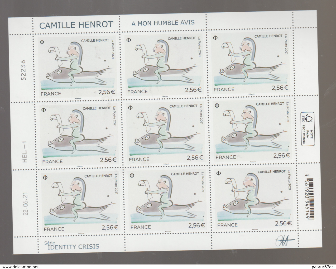 FRANCE / 2021 / Y&T N° 5517 ? ** : Camille Henrot "A Mon Humble Avis" X 1 CdF Inf D Avec Code-barres - Nuovi