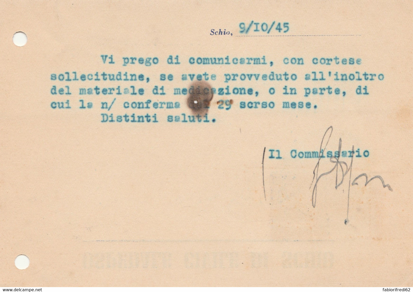 CARTOLINA POSTALE RSI 1+25 TIMBRO AZZURRO VICENZA 1945 (RY643 - Marcofilía