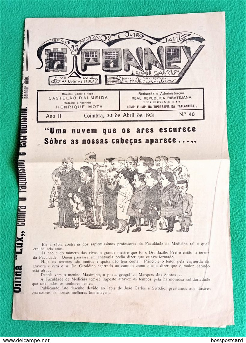 Coimbra - Jornal Ponney Nº 40, 30 Abril De 1931 - Estudante Da Universidade - República Portuguesa - Portugal - Humor