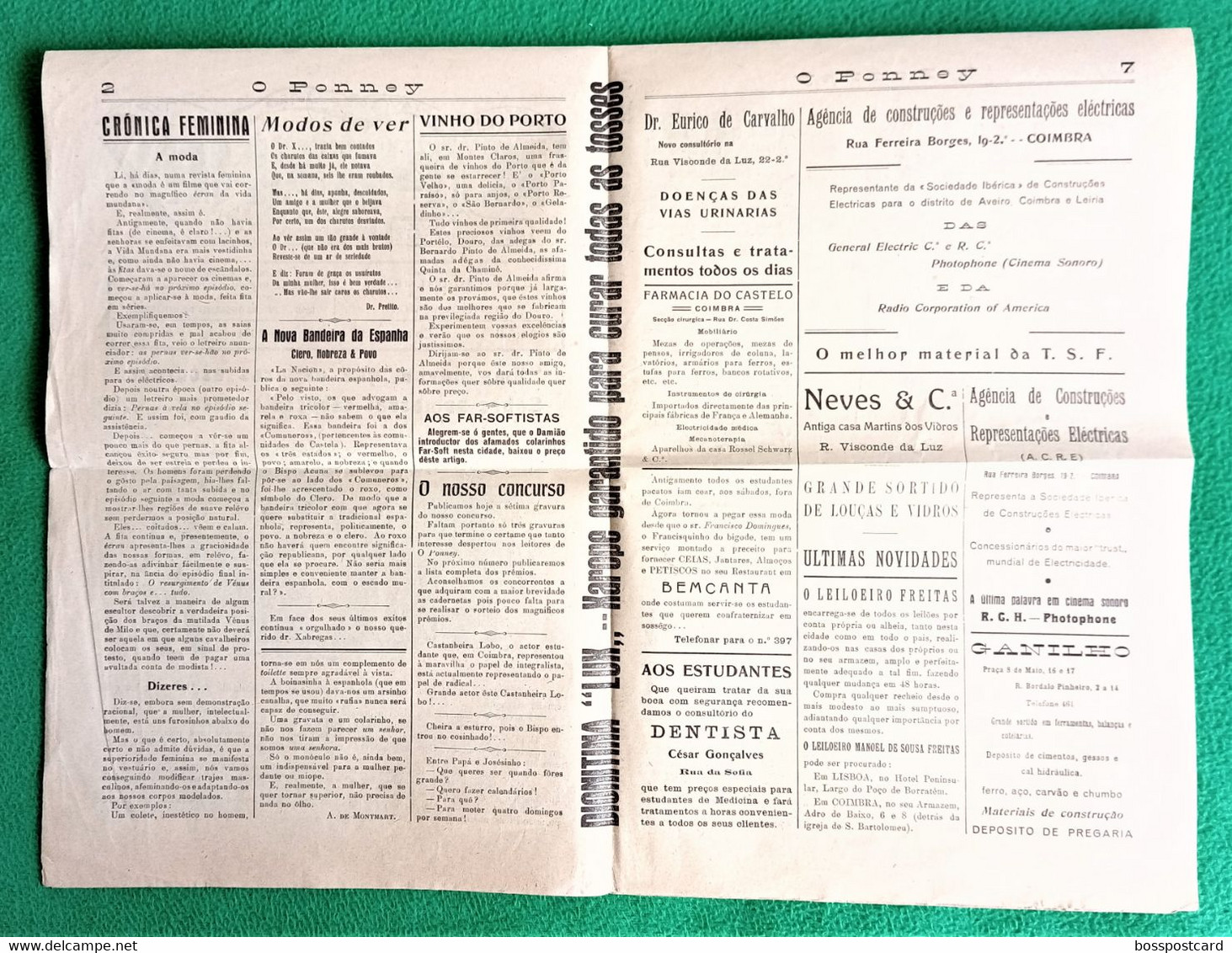 Coimbra - Jornal Ponney Nº 40, 30 Abril De 1931 - Estudante Da Universidade - República Portuguesa - Portugal - Humour
