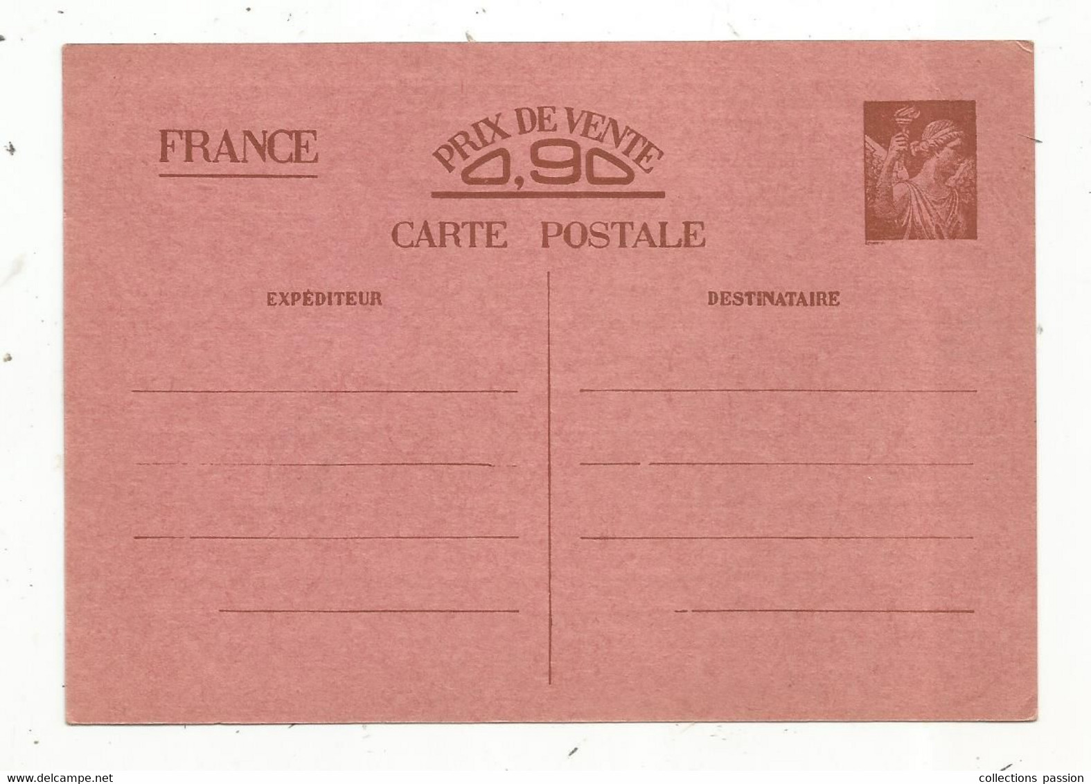 Entier Postal , Neuf Sur Carte Postale Rose , Militaria ,2 Scans - Enveloppes Types Et TSC (avant 1995)