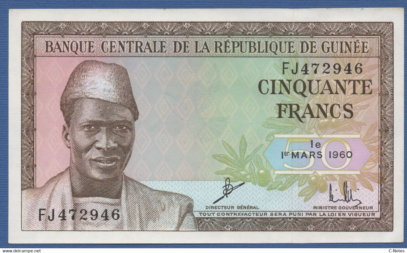 GUINEA - P.12 – 50 Francs 01.03.1960 UNC- Serie FJ472946 - Guinea