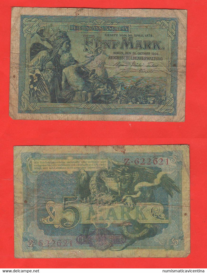 5 Mark 1904 Deutsche Reischsbanknote Germany Fünf Mark Germania - 5 Mark