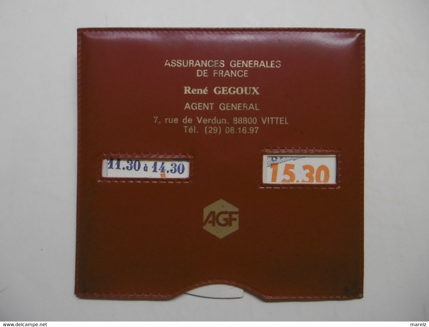 Disque De Contrôle De Stationnement Publicité AGF Assurances Générale De France VITTEL 88800 VOSGES - Otros & Sin Clasificación