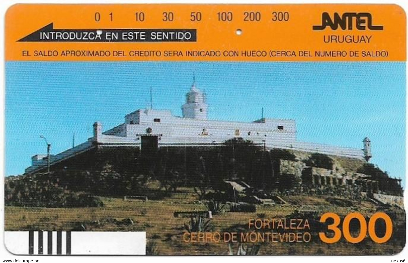 Uruguay - Entel (Tamura) - 1st Series, Fortaleza Cerro De Montevideo, 07.1988, 300U, 75.000ex, Used - Uruguay