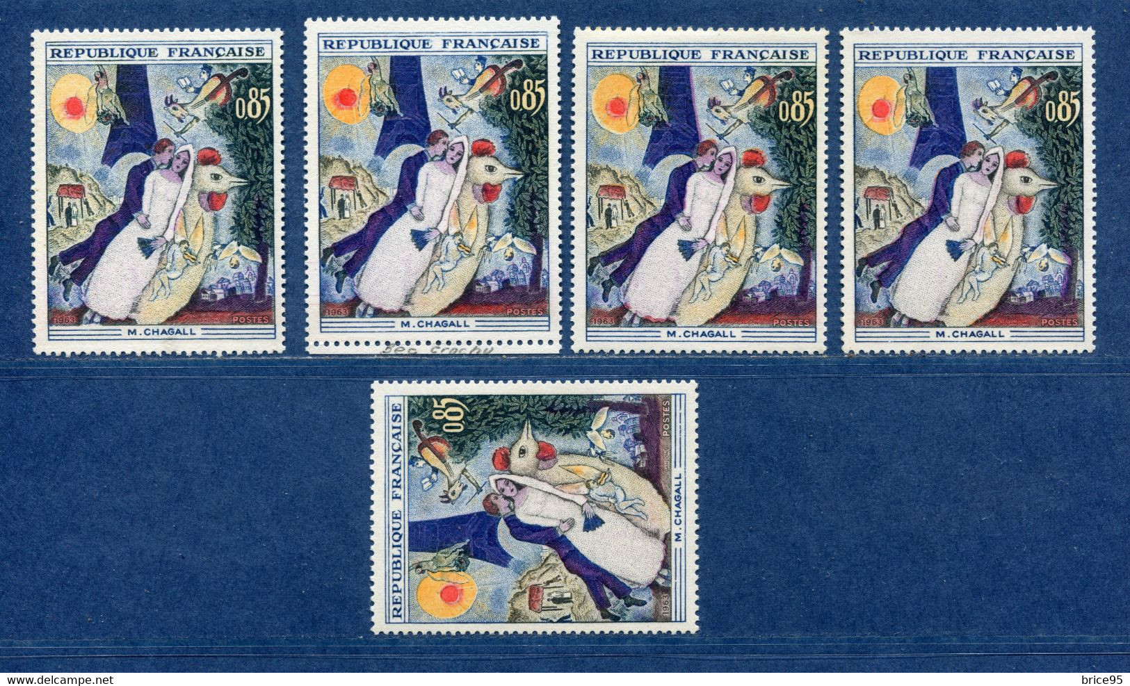 ⭐ France - Variété - YT N° 1398 - Couleurs - Pétouilles - Neuf Sans Charnière - 1963 ⭐ - Unused Stamps