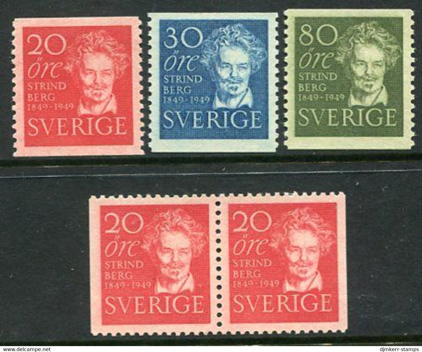 SWEDEN 1949 Strindberg Set Of 5  MNH / **.  Michel 346-48 - Ongebruikt