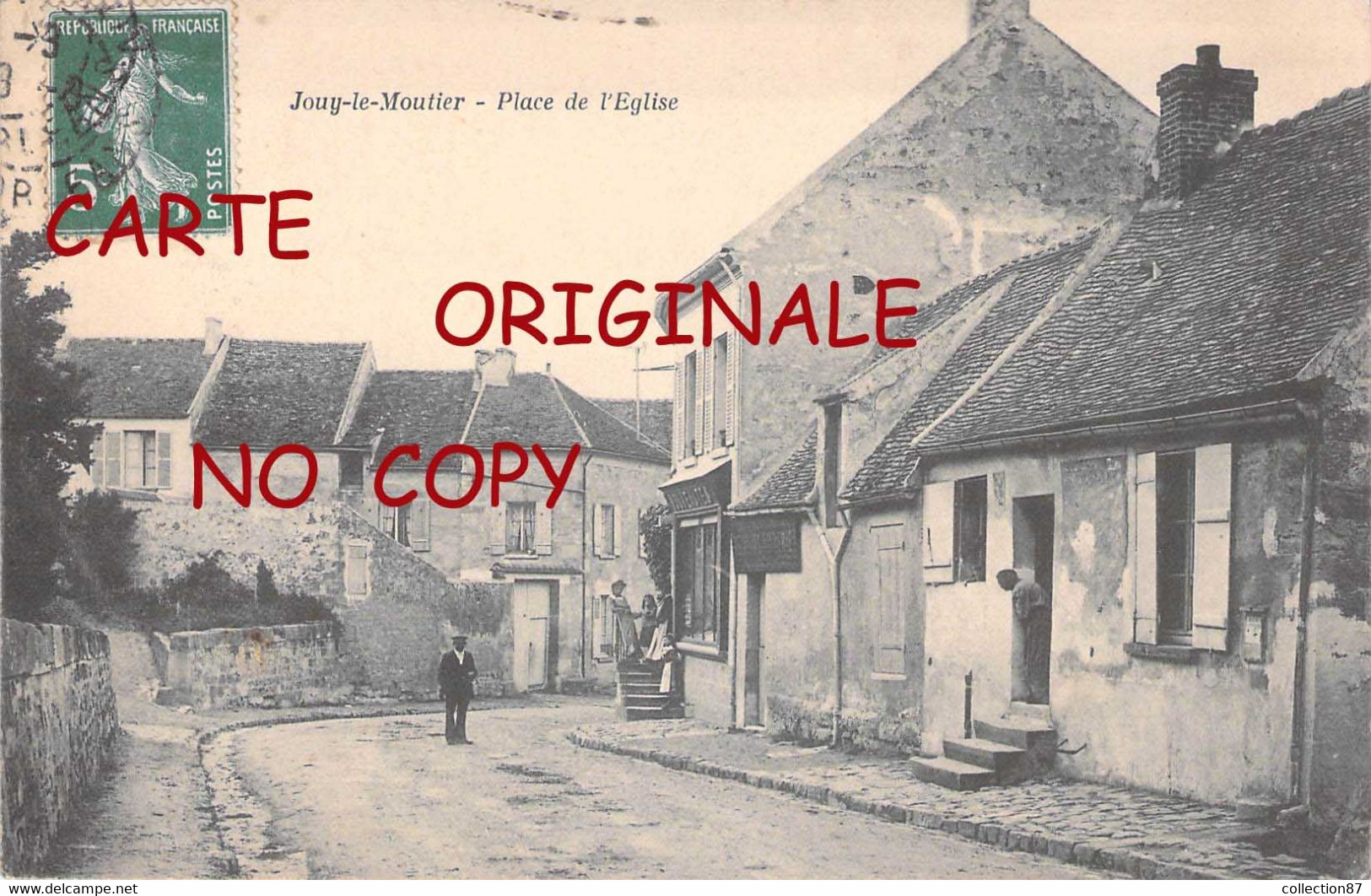 95 ☺♦♦ JOUY Le MOUTIER < LOT De 2 CARTES - PLACE De L'EGLISE + ABSIDE De L'EGLISE - CPA VISIBLES RECTO VERSO - Jouy Le Moutier