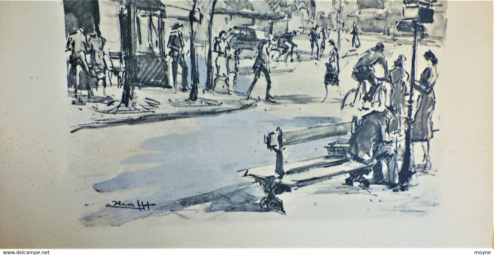 " PLACE DE LA BASTILLE ET LE GENIE  """- AQUARELLE ORIGINALE de ANDRE KRAFFT -