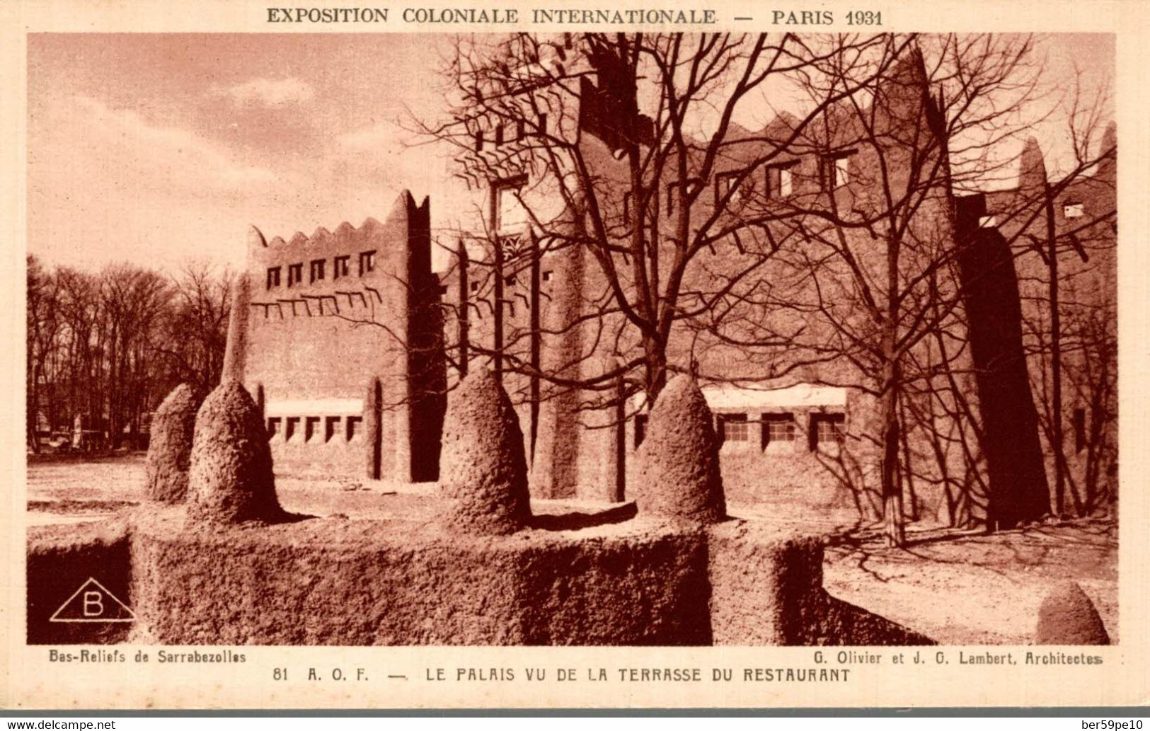 75 PARIS 1931 EXPOSITION COLONIALE INTERNATIONALE A.O.F. LE PALAIS VU DE LA TERRASSE DU RESTAURANT - Exposiciones