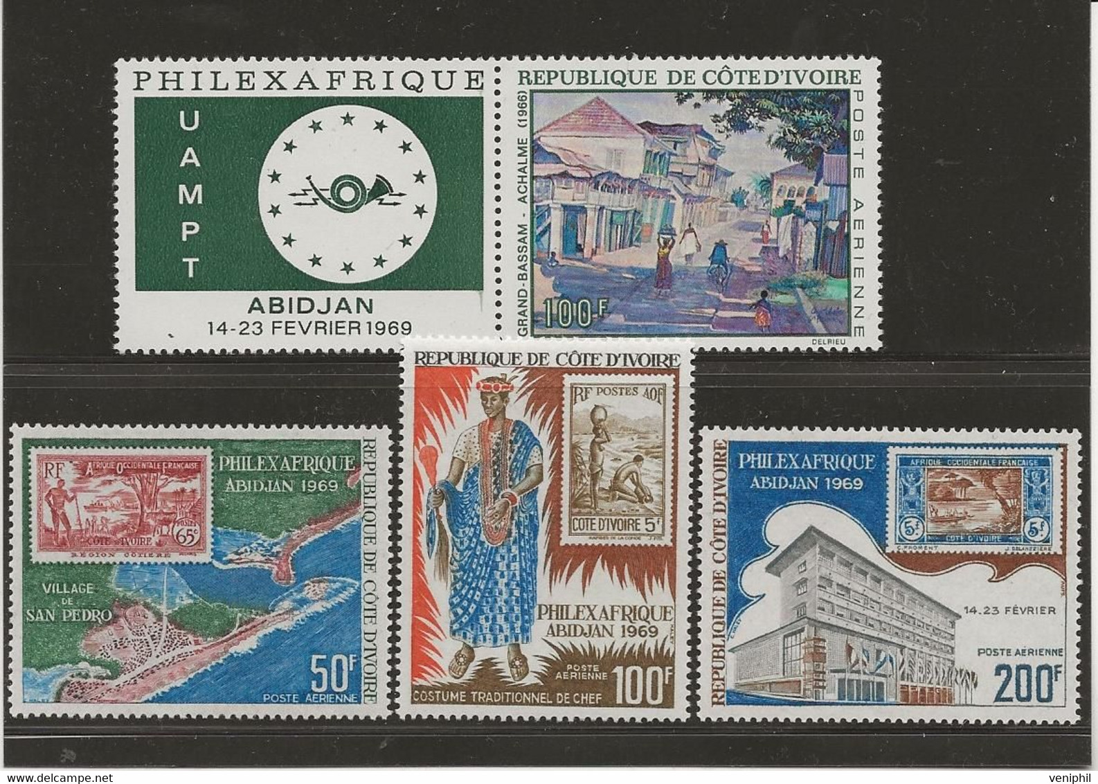 COTE D'IVOIRE - POSTE AERIENNE N° 41 à N° 44  NEUF TRES INFIME CHARNIERE -ANNEE 1968 -69 COTE : 23 € - Côte D'Ivoire (1960-...)