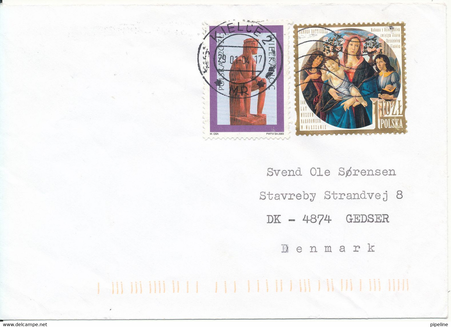 Poland Cover Sent To Denmark 29-1-2004 - Briefe U. Dokumente