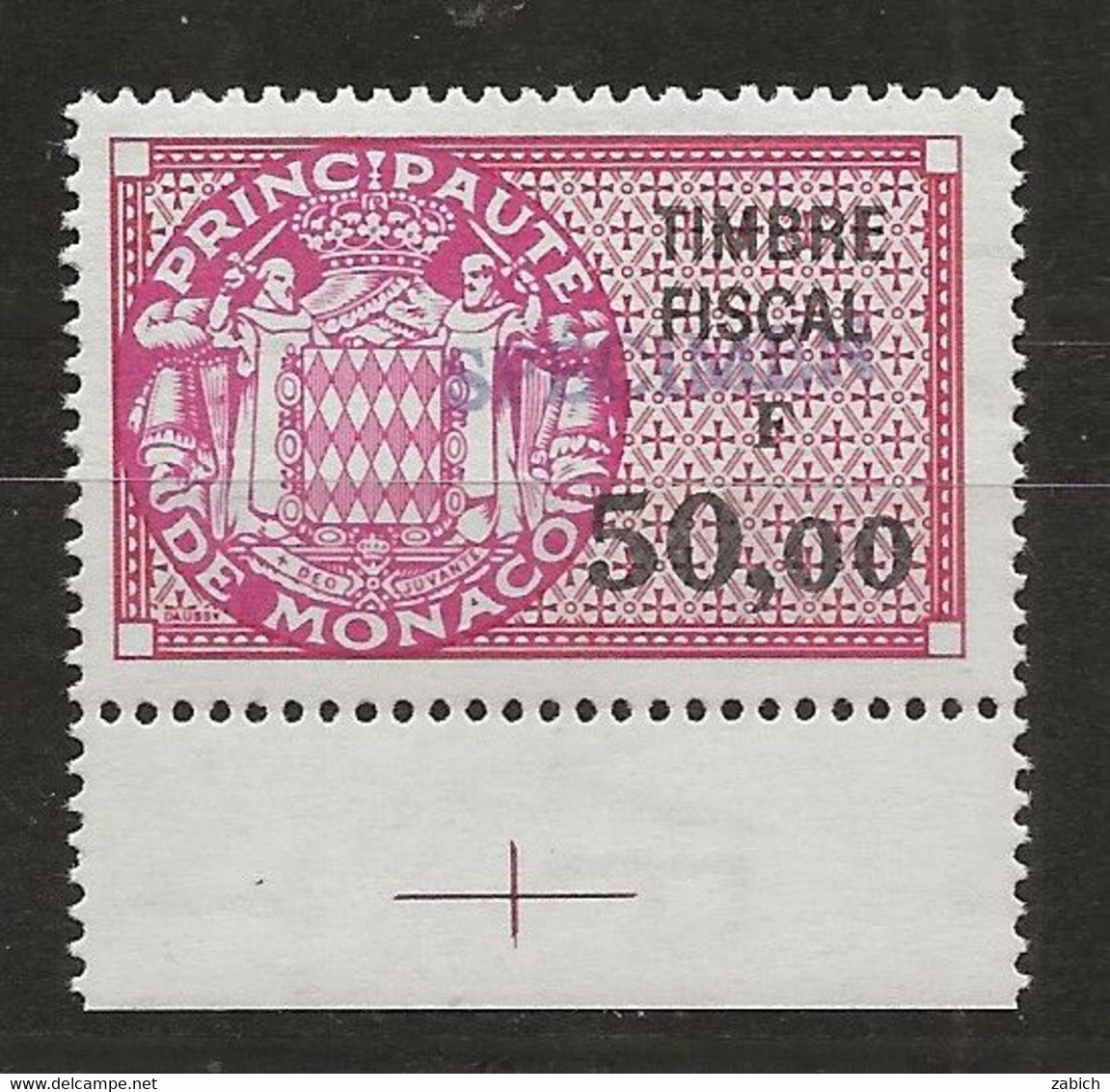 TIMBRES FISCAUX DE MONACO SERIE UNIFIEE N° 94 50F Carmin Rare Surchargé Spécimen Neuf Gomme Mnh (**) - Fiscales