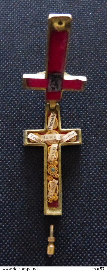 Croix Reliquaire En Bronze, D'origine Avec Reliques - Religion &  Esoterik