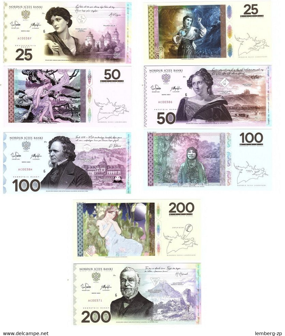 North Icees Territory - Myth And Legends Set 4 Banknotes 25 50 100 200 Rangt 2021 UNC Lemberg-Zp - Other - America