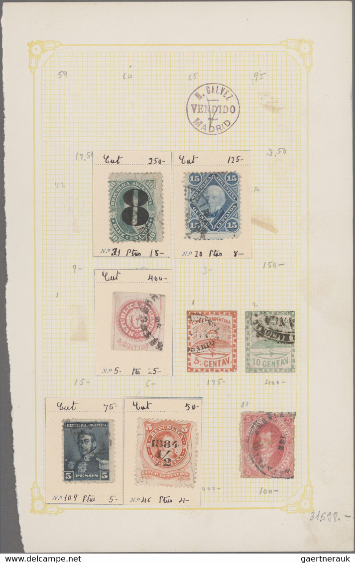 Argentinien: 1858/1914, Used And Unused Assortment Of Apprx. 127 Stamps On Ancient Approval Book Pag - Andere & Zonder Classificatie
