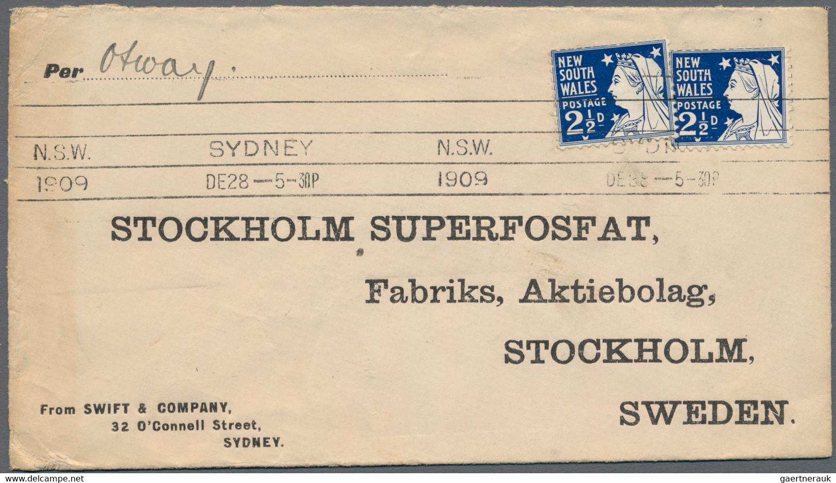 Australien - Besonderheiten: 1909-1958 Destination SWEDEN: 36 Covers And Postcards From Various Plac - Autres & Non Classés