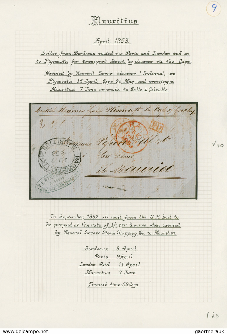 Mauritius: 1830's-1870's MAURITIUS INCOMING MAIL: Collection Of More Than 180 Letters And Covers Sen - Mauritius (...-1967)