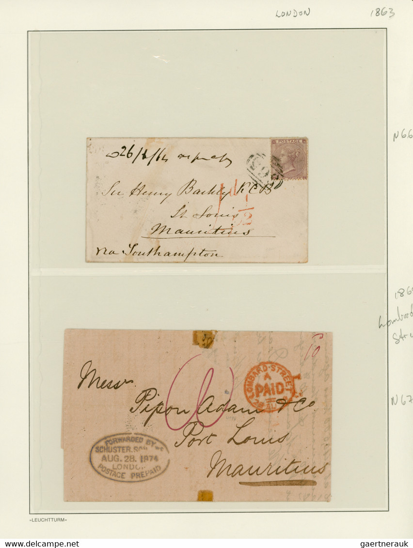 Mauritius: 1830's-1870's MAURITIUS INCOMING MAIL: Collection of more than 180 letters and covers sen