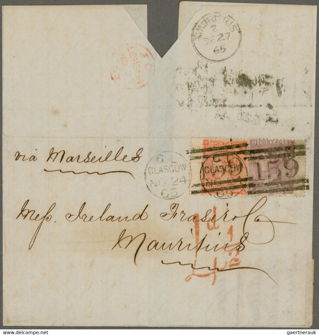 Mauritius: 1830's-1870's MAURITIUS INCOMING MAIL: Collection of more than 180 letters and covers sen