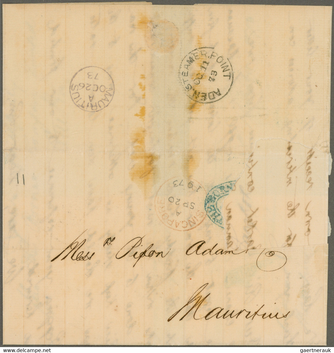 Mauritius: 1830's-1870's MAURITIUS INCOMING MAIL: Collection of more than 180 letters and covers sen