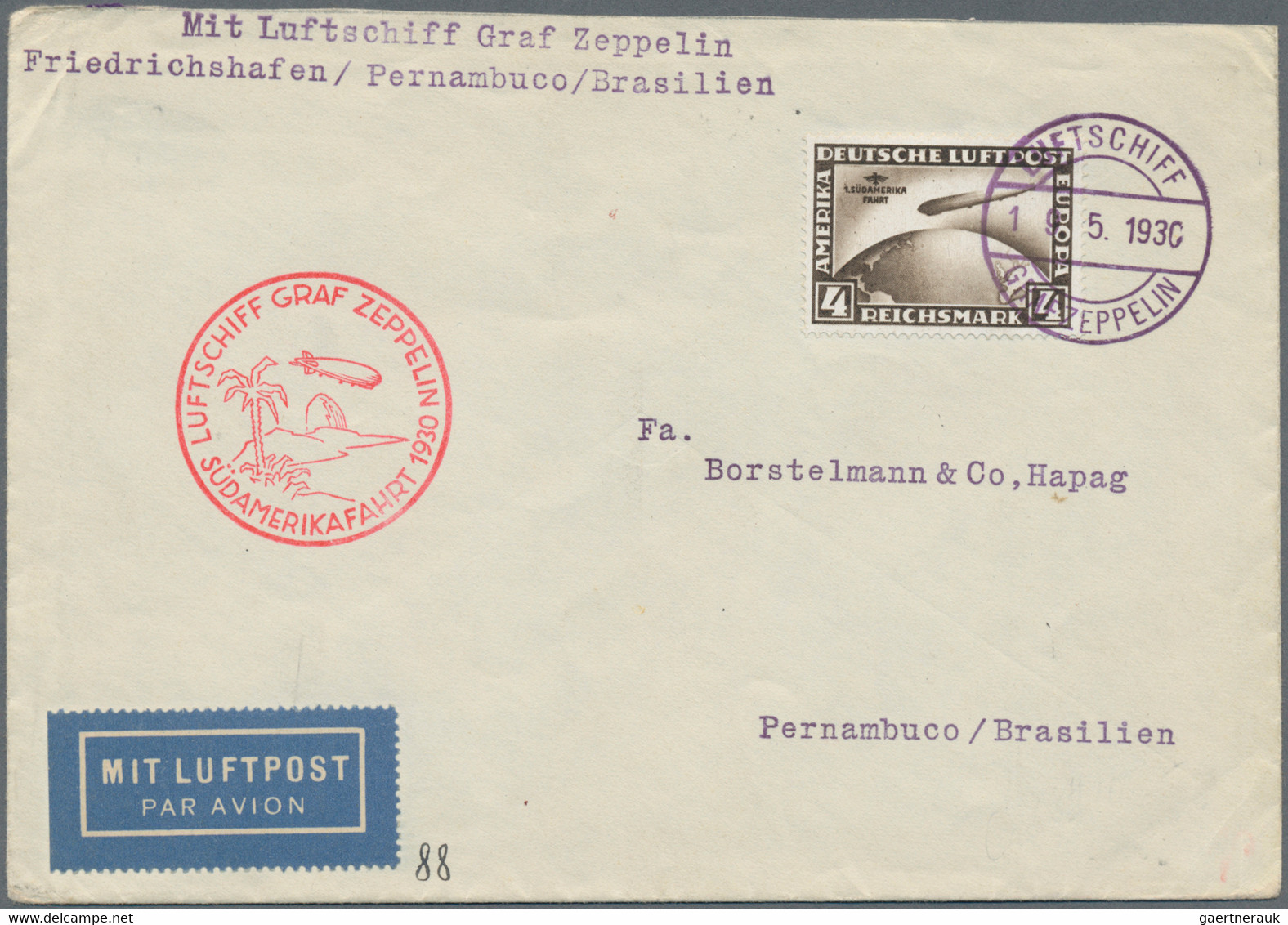 Zeppelinpost Deutschland: 1922/1939, Partie Von 14 Luftpost-Briefen/-Karten Incl. Zeppelinpost, Dabe - Airmail & Zeppelin