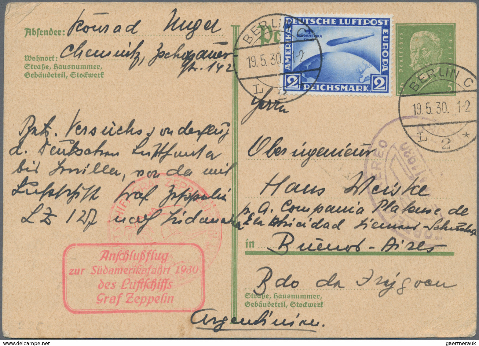 Zeppelinpost Deutschland: 1928/31, Kleine Partie Von Vier Zeppelin-Belegen, Dabei MiNr. 423 Auf Post - Airmail & Zeppelin